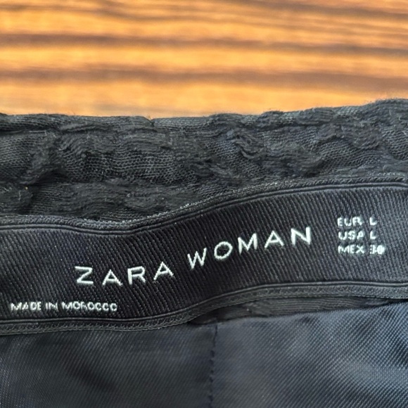 A701 ZARA RARE BLACK SCROLL JACQUARD EMBROIDERED PLEATED JACKET COAT BLAZER Sz L - Picture 9 of 10